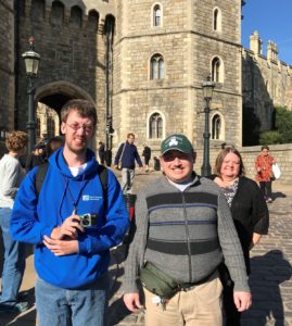 Jonathan and his friend, Ross, outside of Windsor Castle