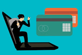 An illustrated person is stealing credit card information